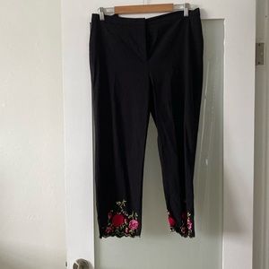 Beautiful Vintage INC Women’s Black Stretchy Pants with Embroidery SZ 14